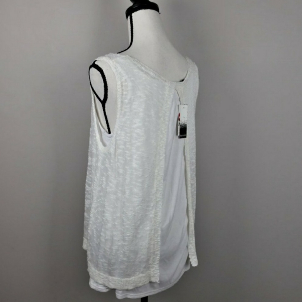 NWT Kensie Off White Double Layer Tank Size Large - Picture 5 of 12